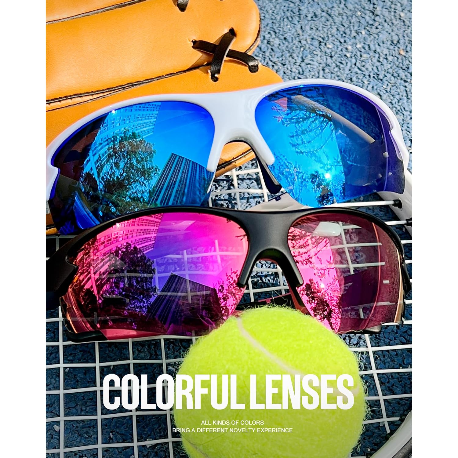 KALIYADI Sports Sunglasses for Men, Polarized Sun Glasses for Men Women Youth Baseball Softball with UV Protection (3 Packs) Purplish Red/Dark Blue/Blue Green