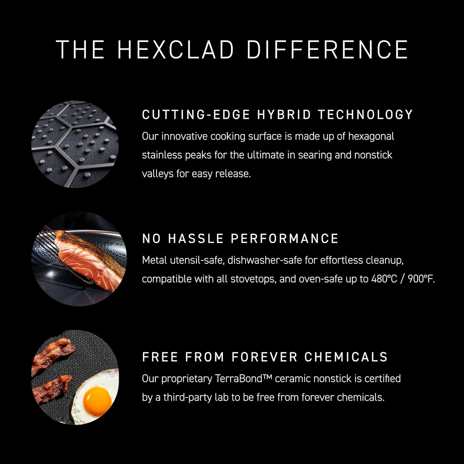 HexClad Hybrid Nonstick 6-Piece Pot Set with 2 Silicone Trivets, 2, 3, and 8-Quart Pots with Tempered Glass Lids, Stay-Cool Handles, Dishwasher-Friendly, Induction Ready, Compatible with All Cooktops