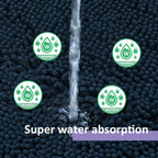 RUN HELIX Bathroom Rugs Set 2 Piece Thick Chenille Bath Mats, Soft Quick Dry Plush Absorbent Bath Rugs with Non-Slip PVC Backing, 32x20+24x16 Inch Black