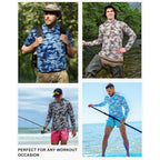 Fisheal Upf 50+ Mens Fishing Shirts With Hood，Long Sleeve Sun Protection Hunting Shirt, Lightweight Camo Shirt For Hiking