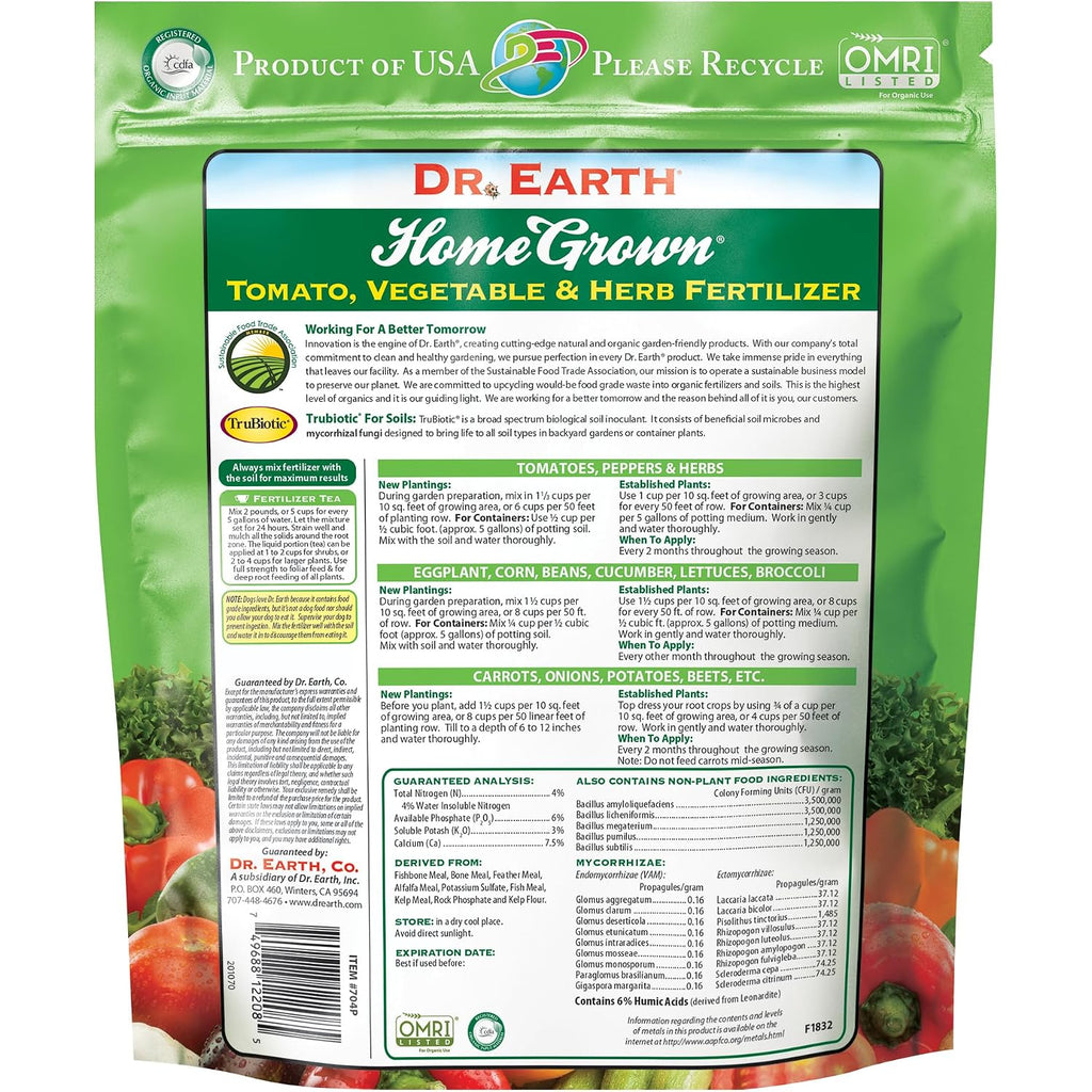 Dr. Earth Organic 5 Tomato, Vegetable & Herb Fertilizer Poly Bag