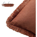 Foindtower Set of 2 Decorative Linen Fringe Throw Pillow Covers Farmhouse Cushion Cover with Tassels Soft Accent Pillowcase for Couch Chair Sofa Bed Living Room Home Decor,20×20 Inch,Fall Rust Orange