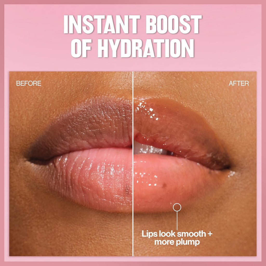 REVLON Super Lustrous Glimmer Lip Oil, Moisturizing & Tinted, Shiny Finish, Made with Plant-Based Squalane, 007 Posh Peach, 0.13 fl oz