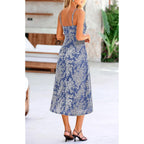 Women's Summer Dress Sleeveless Spaghetti Strap Midi Dress Sexy Cowl Neck Floral Cocktail Dress Party Dresses