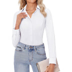Womens Stretch Button Down Shirts Slim fit Long Sleeve Dress Shirt Wrinkle Free Collared Business Casual Blouse