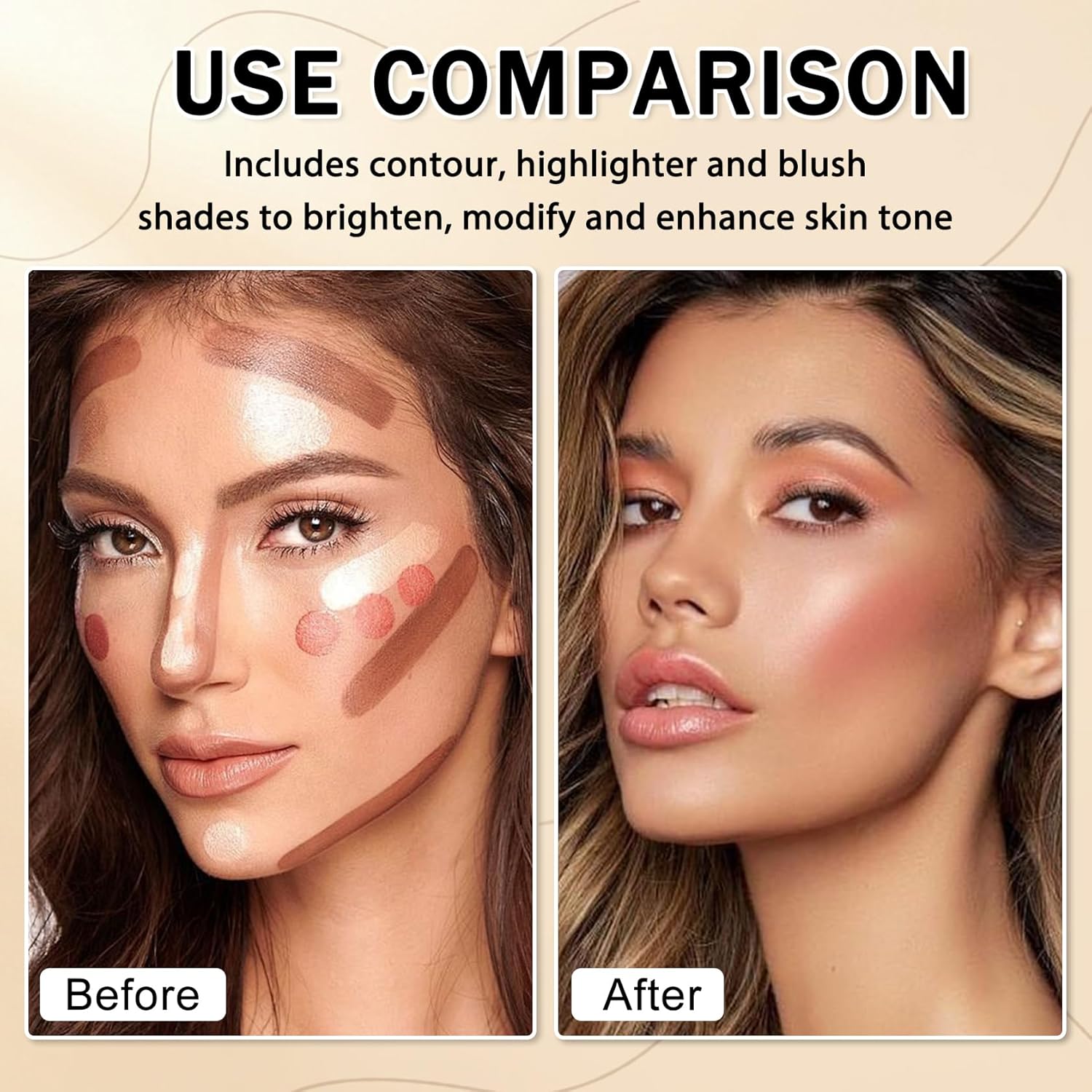 IONSGAKO 6 Colors Cream Contour Stick Makeup Kit, Double-ended Cream Highlighter Stick Bronzer and Blush Stick for Sculpt the Cheeks, Matte & Dewy Finish, Face Contour Kit for Beginners, Set A