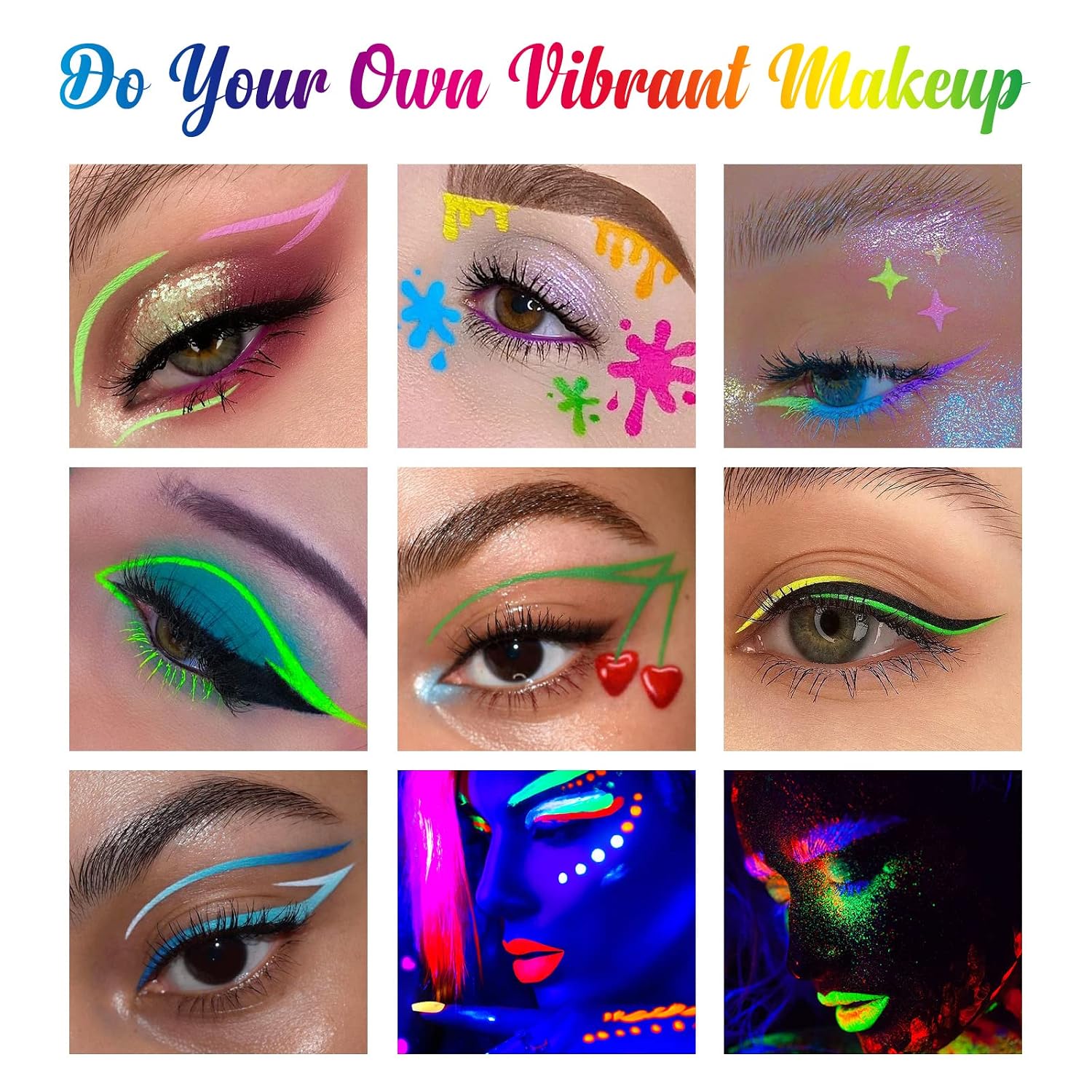 Bobisuka 8 Colors Uv Neon Liquid Eyeliner Set, Matte Colored Eyeliners Pen, Colorful Waterproof Smudge-Proof Pigmented Graphic Liners, Delineadores De Colores Para Ojos Eye Makeup Gift Kit