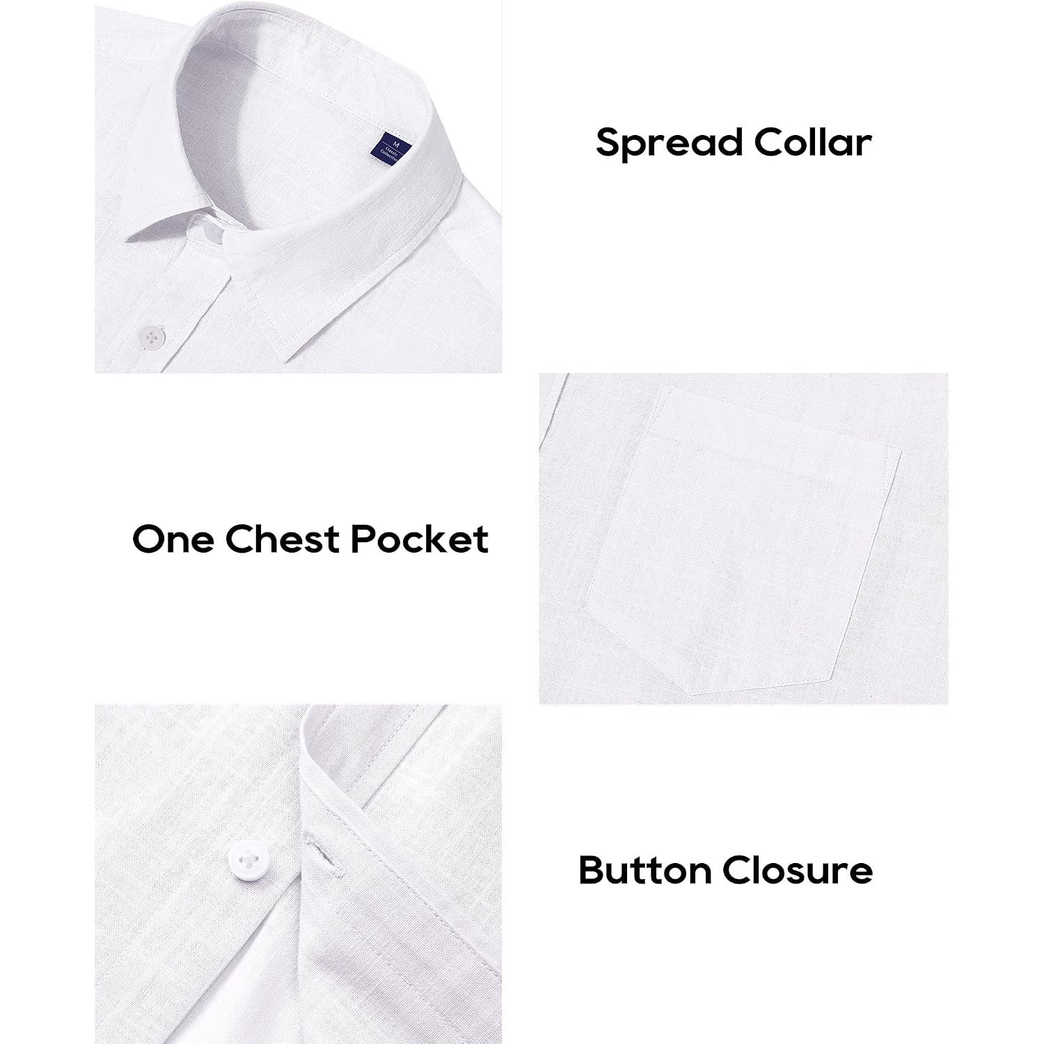 Alimens & Gentle Mens Cotton Linen Textured Shirt Long Sleeve Button Down Shirts Casual Summer Beach Wedding Tops With Pocket