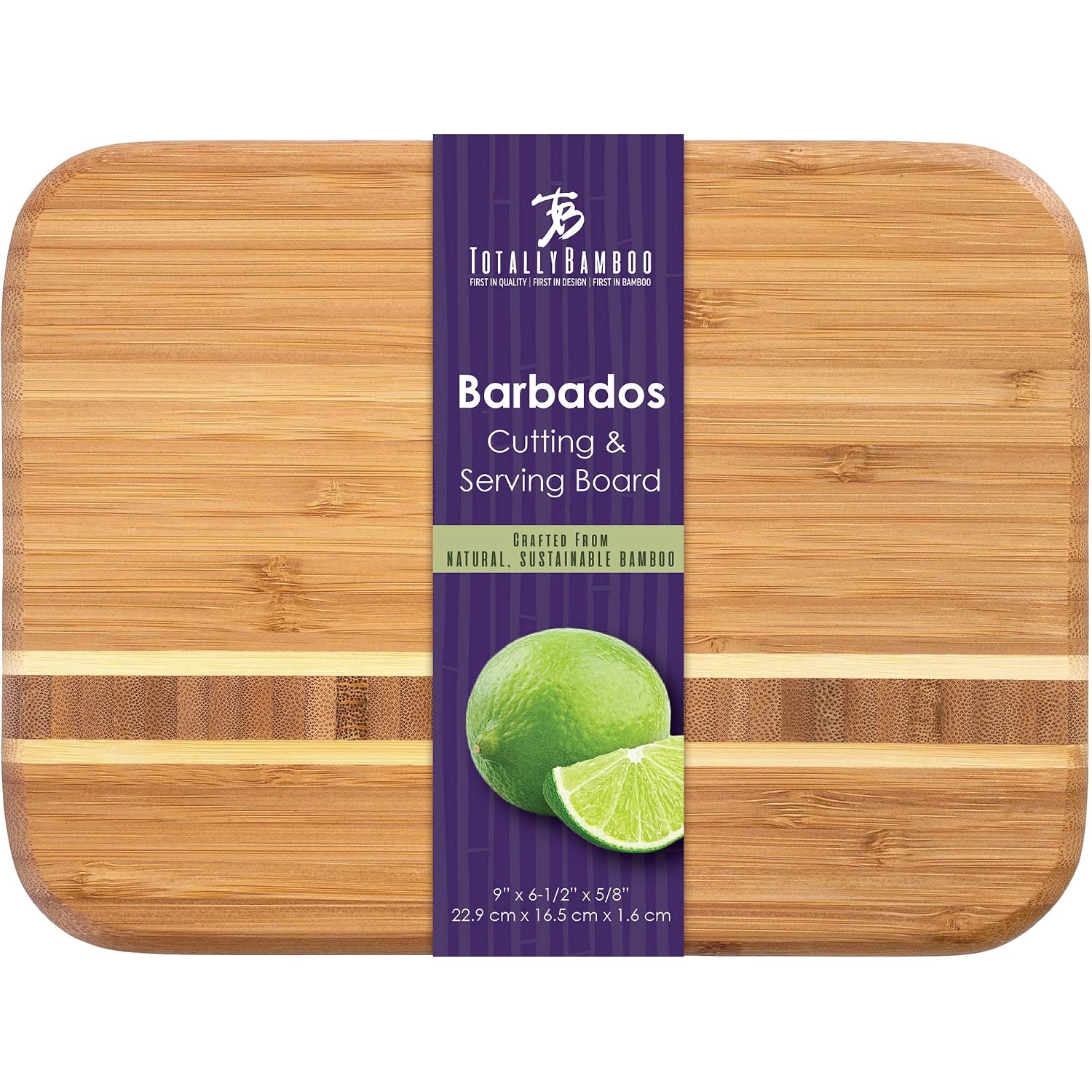 Totally Bamboo Barbados Bamboo Wood Cutting Board, 9" X 6.5"
