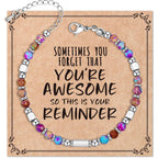 Desimtion Healing Natural Stone Bracelets for Women Girls, Sometimes You Forget You're Awesome -Christmas Gifts for Women Teen Girls, Best Friend Birthday Gifts for Women Friendship Bracelets