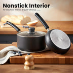 KICHLY 8 Piece Pots and Pans Set, Non Stick Kitchen Cookware Set with 20cm & 28cm Frying Pans and 16cm, 18cm, 20cm Saucepans with Lids, Induction Compatible Pots and Pans Set Non Stick, Black