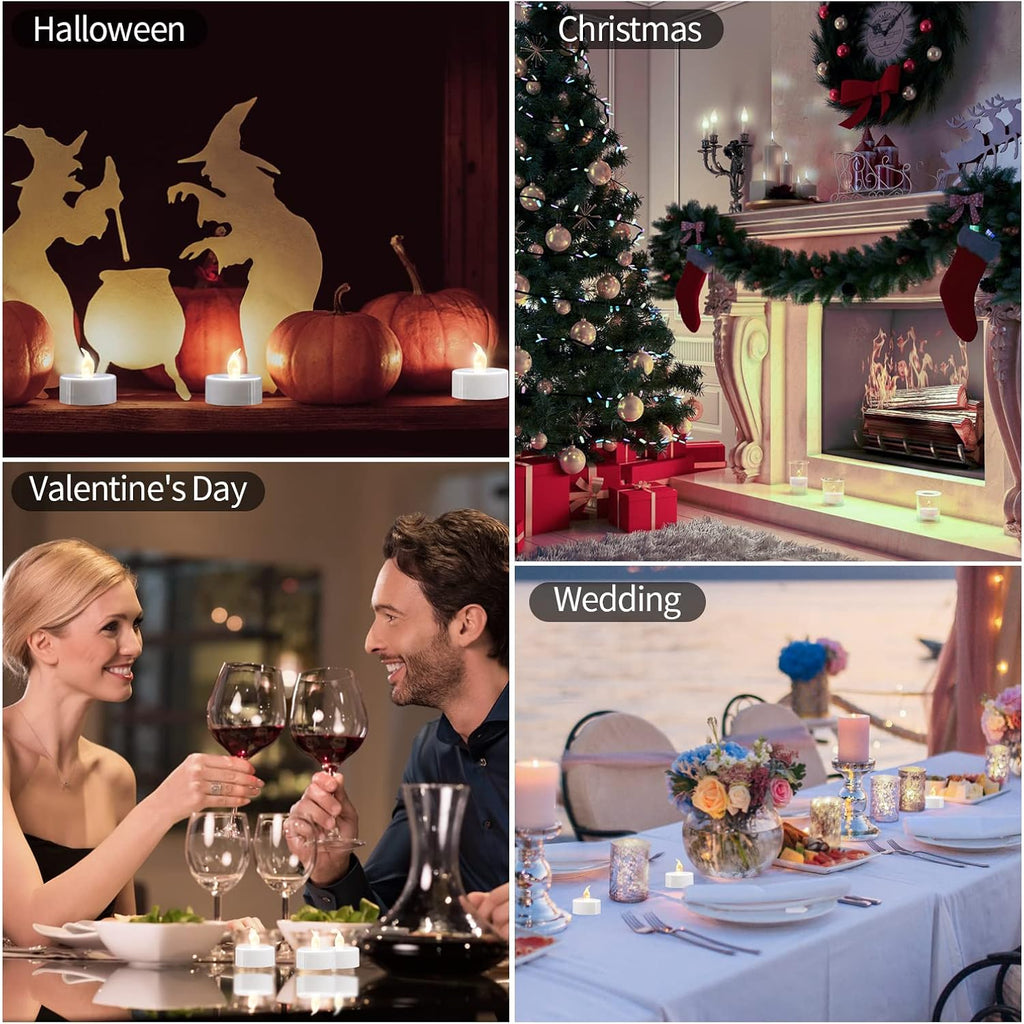 Koaby 12/24/50/100/200/400 Pack Led Tea Lights | Battery Operated Flickering Warm White Lights For Decor