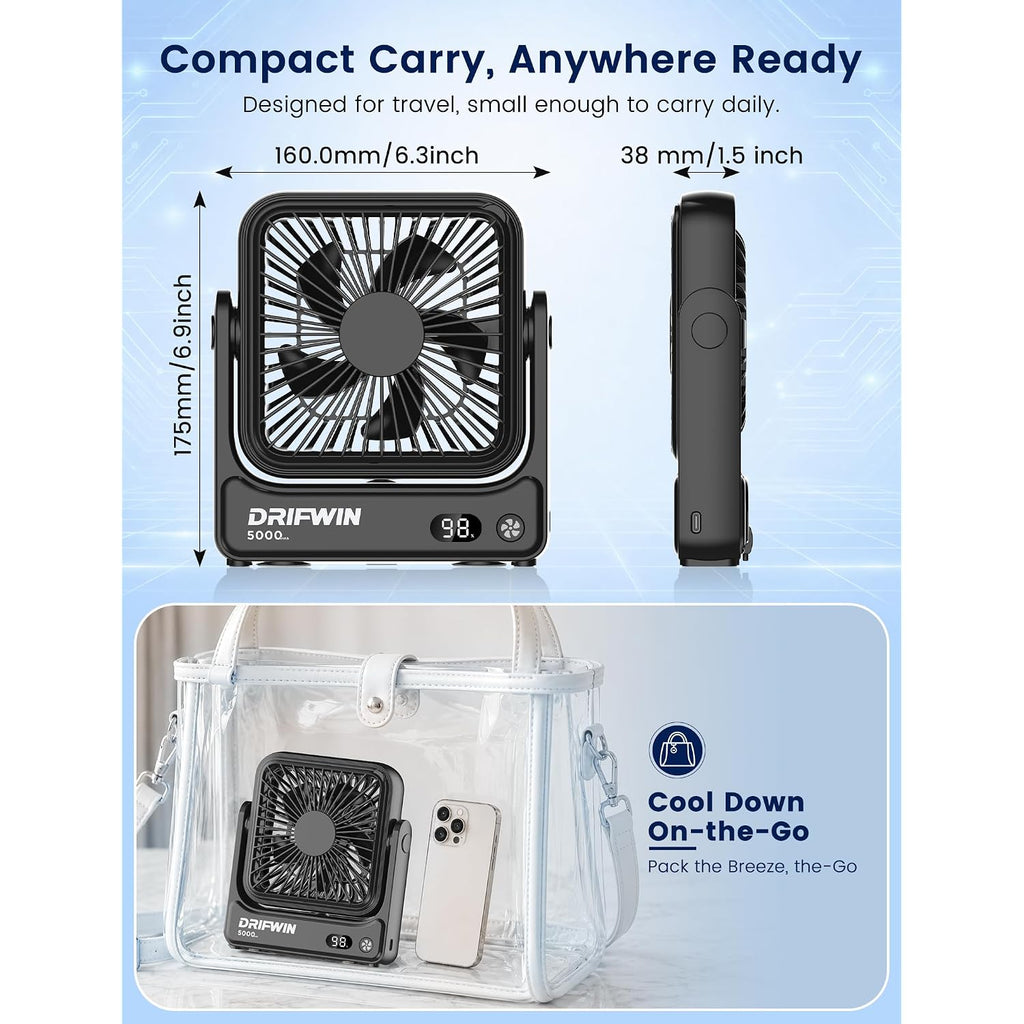 Magnetic Cruise Approved Fan, 5000Mah Ultra-Slim Travel Fan Rechargeable, 4-Speed, Hook Design, Portable Fan For Cruise Ship Cabin, Bedroom Sleeping, Camping, Travel & Cruise Essentials 2026