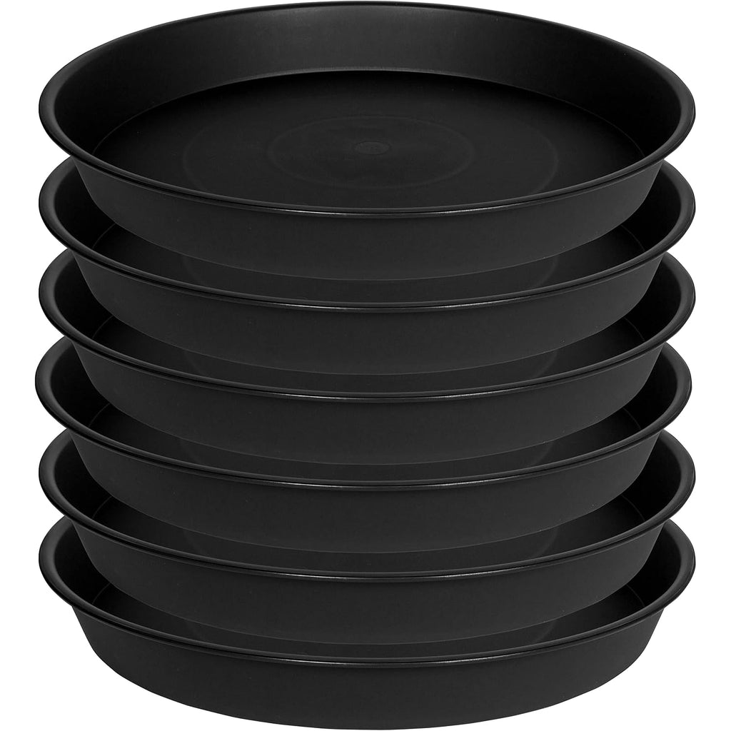6 Pack 6 Inch Plant Saucer Tray, 4 6 8 10 12 15 17 19 Inch Plant Saucers, Heavy Duty Plastic Plant Saucers For Indoors, Bird Bath Bowls, Flower Plant Water Trays For Pots Planter (6", Black)