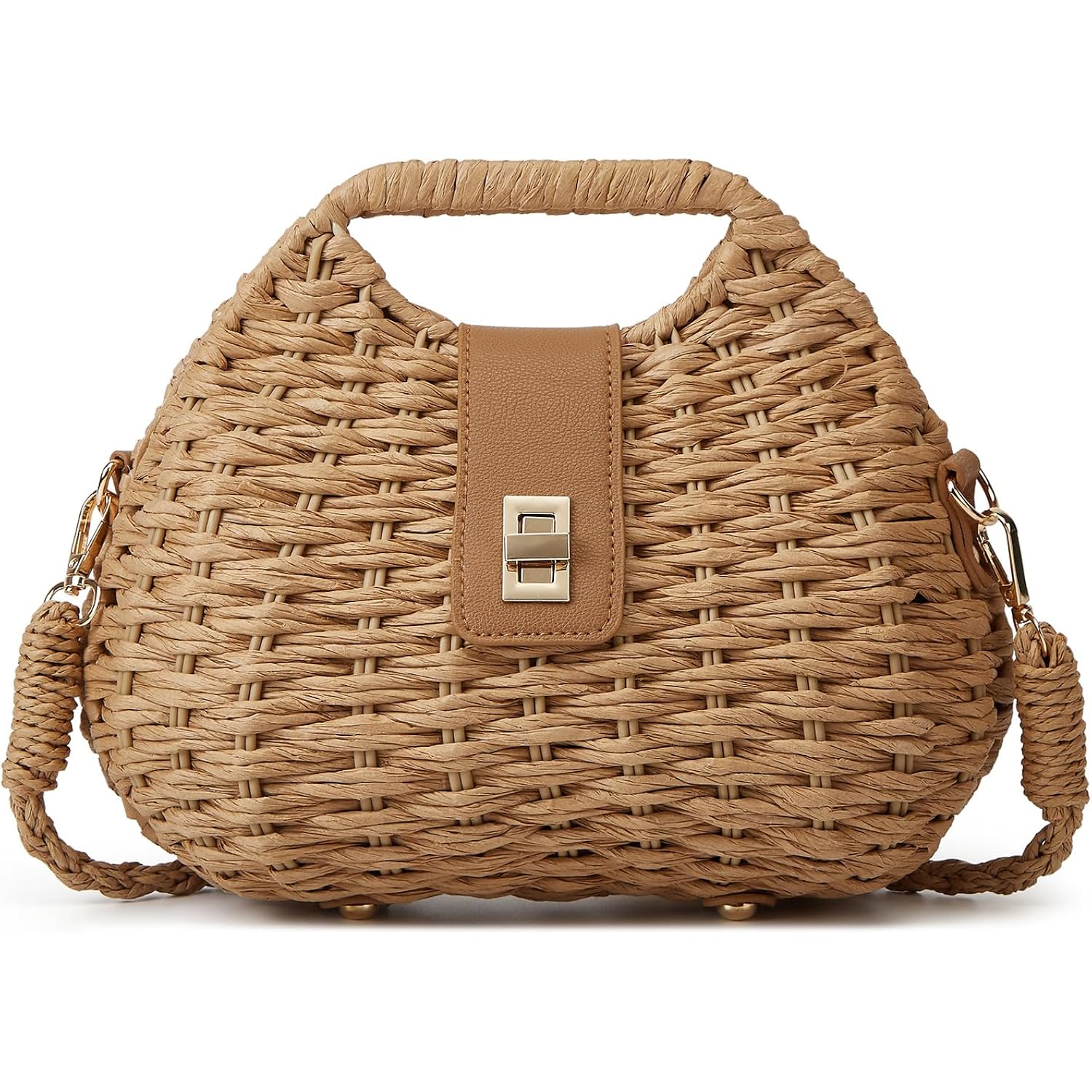 Casual Straw Beach Bags For Women Dumpling Bag Rattan Purses Summer Straw Crossbody Woven Handbag Purse Shoulder Bag Travel