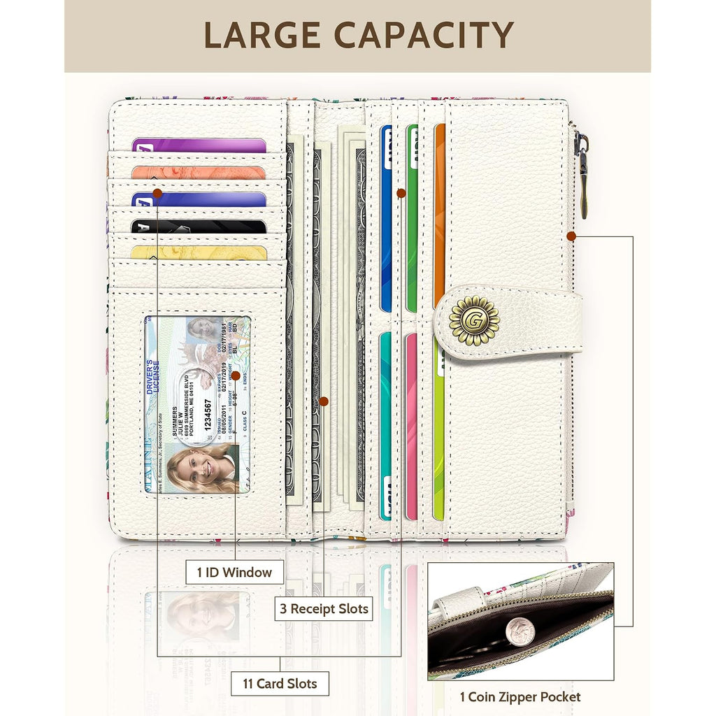 Sea Turtle Womens Wallet Rfid Blocking, Credit Card Holder Bifold, Pu Leather Travel Billfold, Long Cute Cash Purse, Zipper Coin Pocket Clutch, 1 Id Window, 11 Card Slot, Ladies Gift Woman