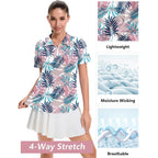 Lomon Womens Golf Polo Shirts Summer Short Sleeve 1/4 Zip Tops Moisture Wicking Casual Tennis Activewear With Pockets