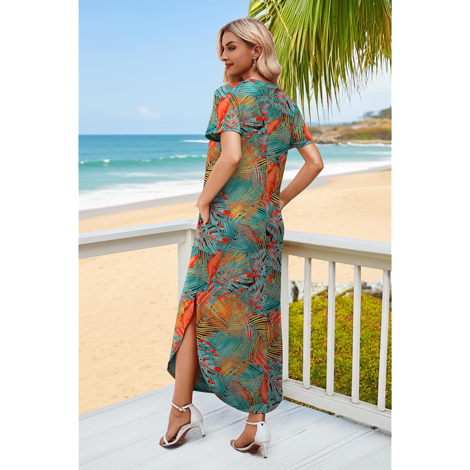 Wiholl Women'S Summer Short Sleeve Dresses Maxi Dress Vacation Beach Sundresses 2026 With Pockets