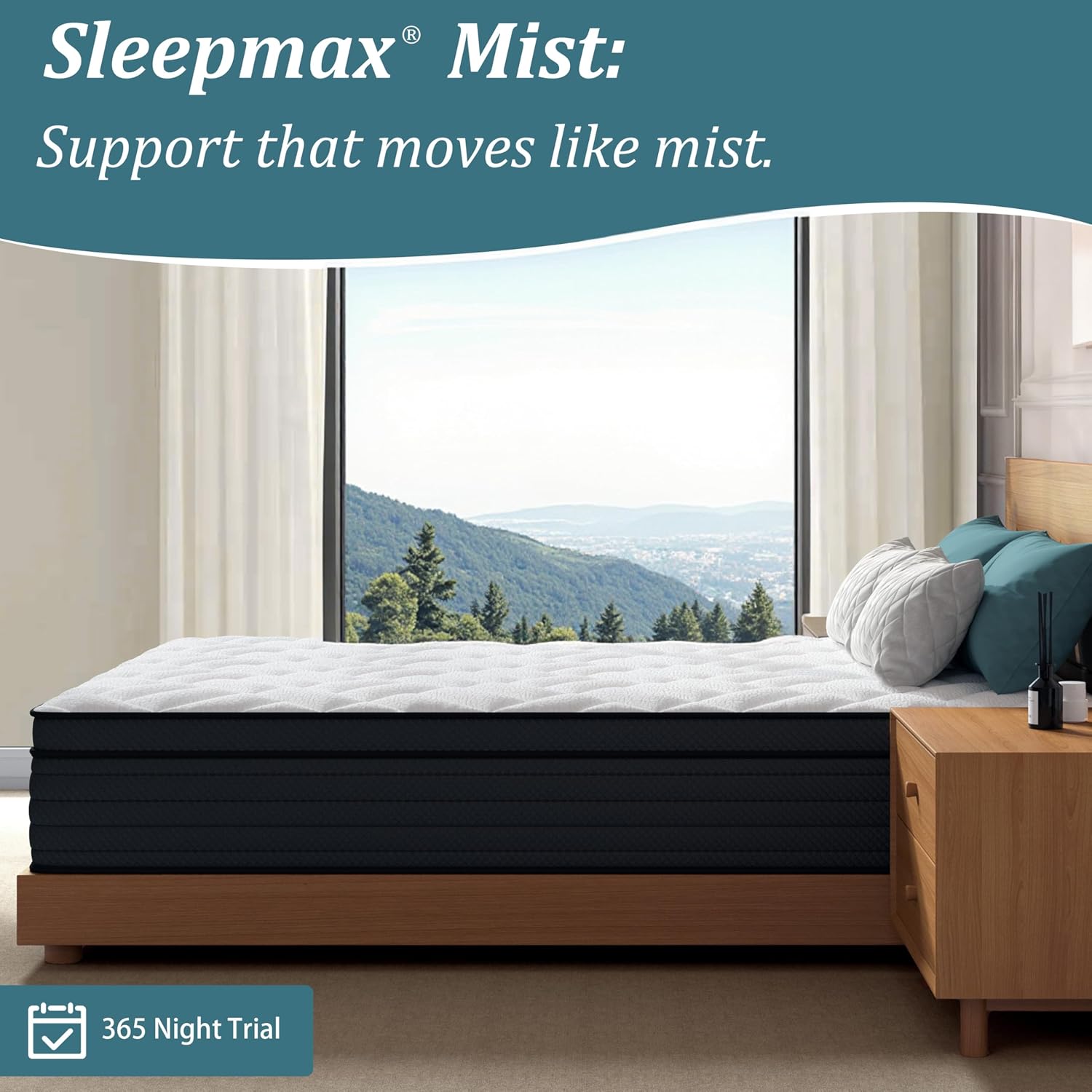 Sleepmax Extra Firm Queen Mattress 12 Inch - Deep Sleep Hybrid Mattress Enhanced Pain Relief - Cooling Bed In A Box For Back & Side Sleepers - Fiberglass-Free, Certipur-Us Certified, 365-Night Trial