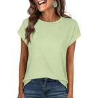 Anrabess Womens Tops Summer Cap Sleeve Basic Tee Shirts 2026 Trendy Loose Fit Casual Dressy Business Work Tshirts Clothes