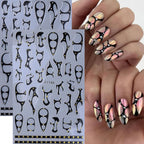 Gothic Nail Stickers Witchy Decals 12PCS Dark Black Goth Nail Art Stickers 3D Self-Adhesive Totem Punk Belt Nails Designs DIY Bat Holiday Nail Supplies French for Acrylic Manicure Decoration