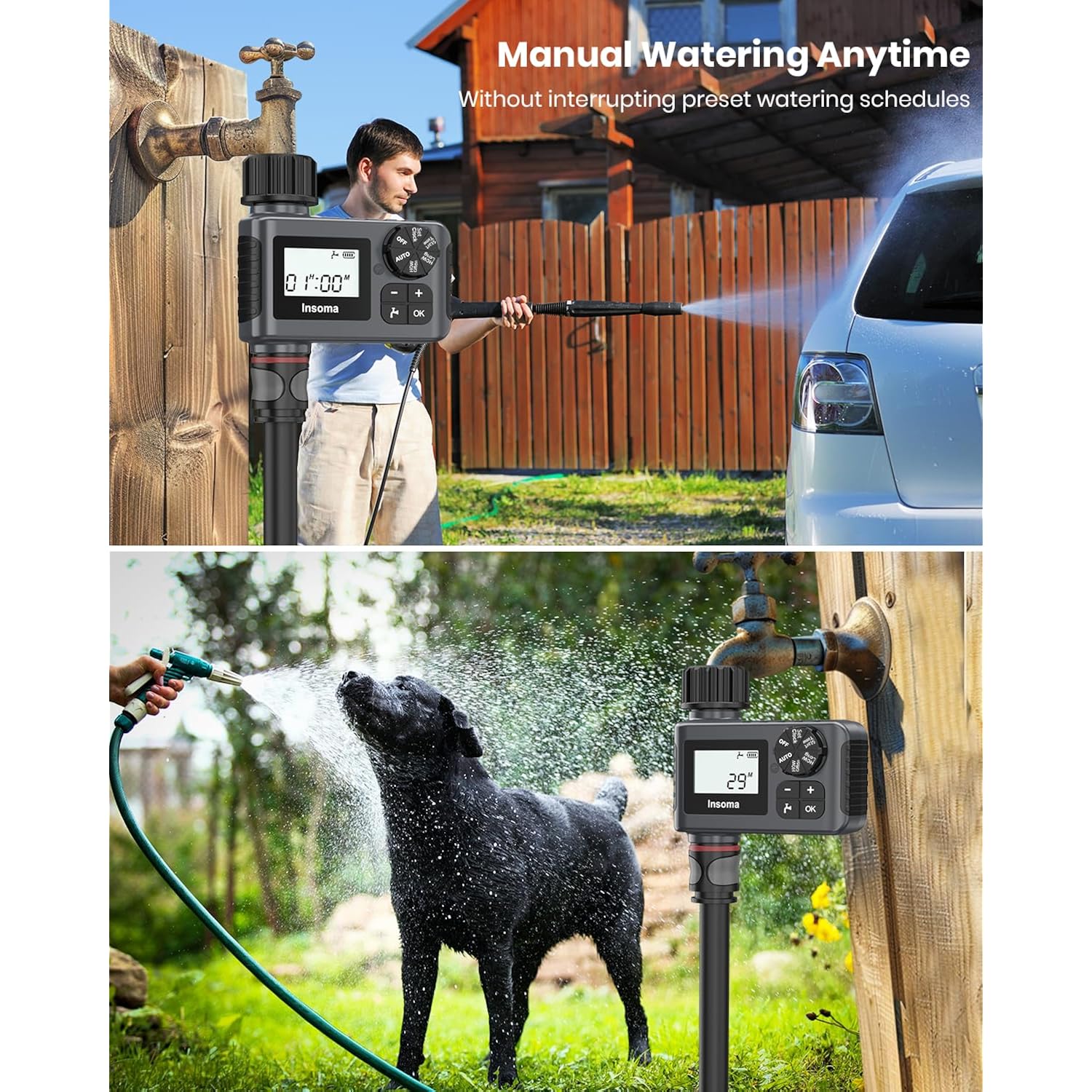 Outdoor Garden Hose Faucet Timers, Programmable Water Sprinkler Timer With Rain Delay/Manual/Automatic Drip Irrigation And Lawn Watering System For Yard, 1 Outlet