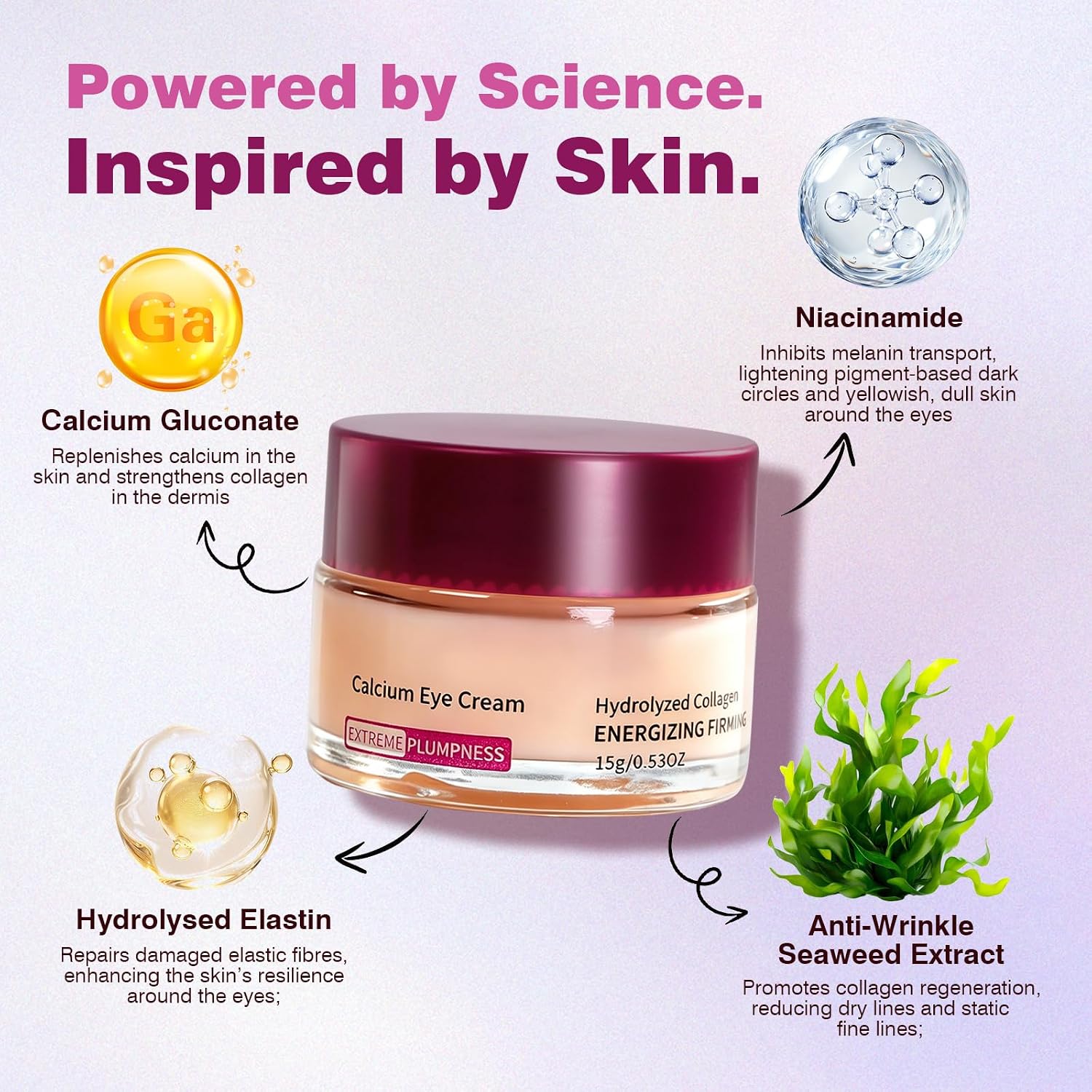 Rebornic Eye Cream 15G – Niacinamide Eye Cream With Firming Complex For Dark Circles, Under Eye Bags & Sagging | Hydrolyzed Elastin Ex Volume Firming | Korean Eye Cream Lightweight For All Skin Types