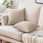 Miulee Pack Of 2 Beige Decorative Pillow Covers 18X18 Inch | Soft Chenille Couch Throw Pillows Farmhouse Cushion Covers For Home Decor Sofa Bedroom Living Room