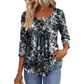 3/4 Sleeve Tops for Women Crew Neck Blouses Pleated Casual Shirts Fall Work Clothes 2026