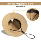 Beach Sun Straw Hats for Women, UPF 50+ UV Sun Protection Wide Brim Summer Straw Hat Foldable Packable Roll up Cap
