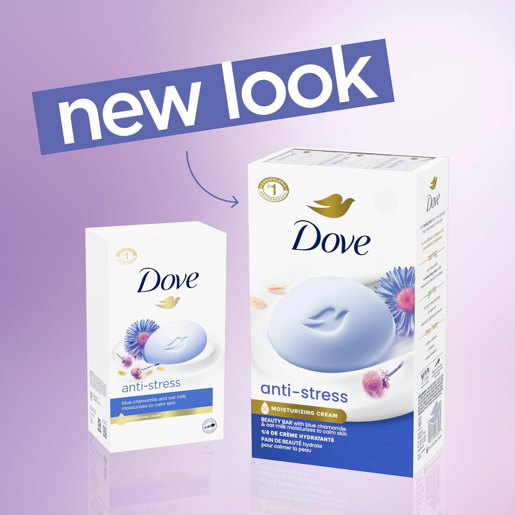 Dove Beauty Bar Gentle Cleanser Anti-Stress Cream Bar Moisturizes To Calm Skin Gentle Bar Soap Cleanser Made With 1/4 Moisturizing Cream 6 Pack