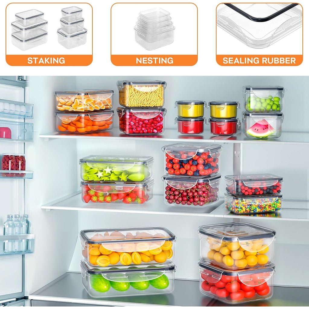 40 Pcs Food Storage Containers With Lids Airtight (20 Containers & 20 Lids), Plastic Storage Meal Prep Container-Stackable 100% Leakproof & Microwave Organization And Storage Sets, Lunch Containers