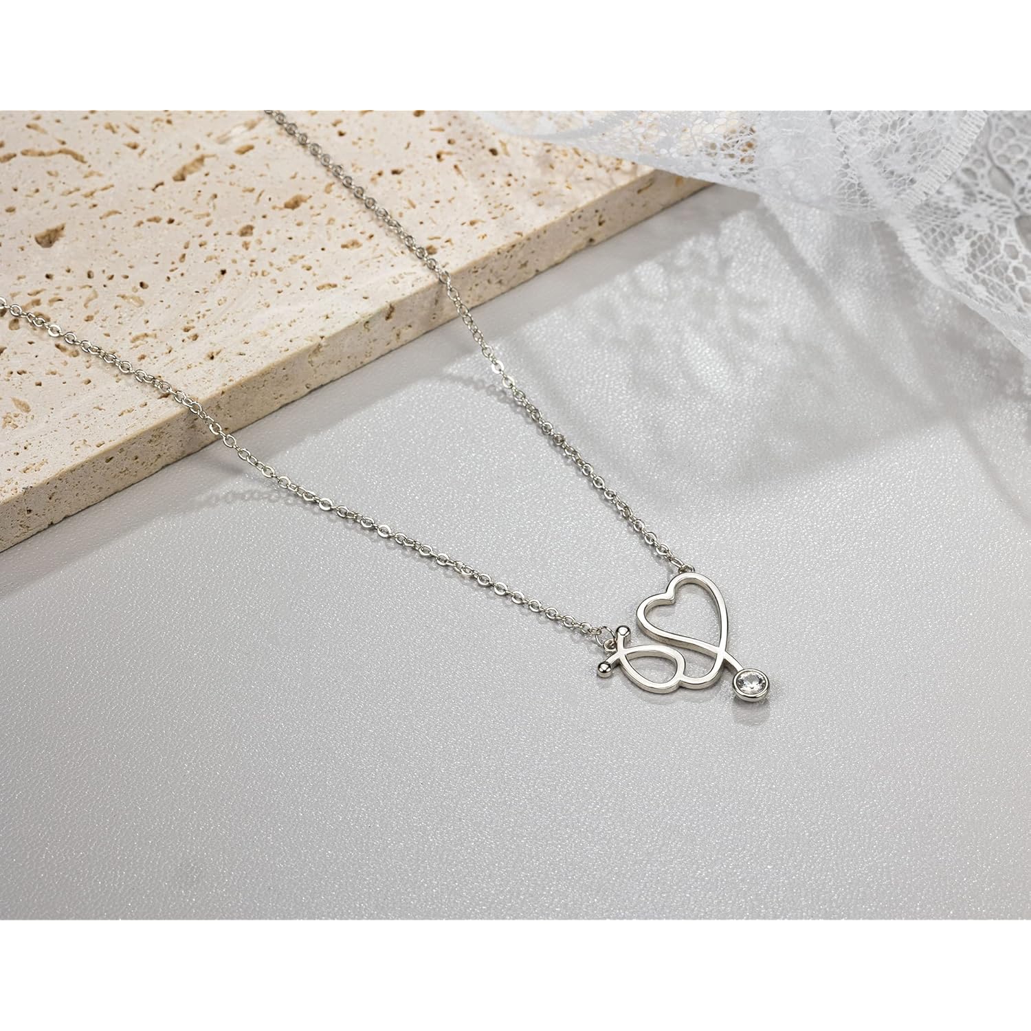 Nurse Appreciation Gifts - Nurses Week Gifts 2026 for Women - Sterling Silver Stethoscope Necklace for Nurse New Nurses Nursing Students Graduation Gift
