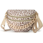 Spacious Checkered Nylon Crossbody Bag Bum Bag Checkered Handbags Wallets With Personalized Chain For Women
