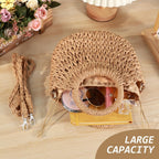 Handwoven Straw Beach Small Crossbody Bag For Women 2026 Summer Boho Wicker Handbag Shoulder Purse With Handle