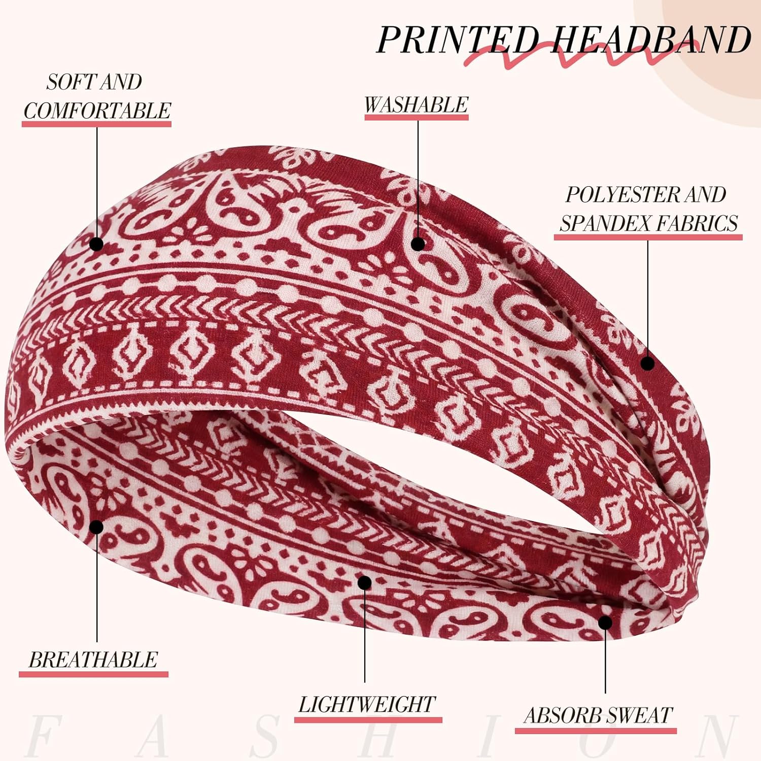 obeoby 8 Pack Headbands for Women, Boho Style Headbands for Summer Vacation Music Festival Outfits Non Slip Fashion Wide Hairband