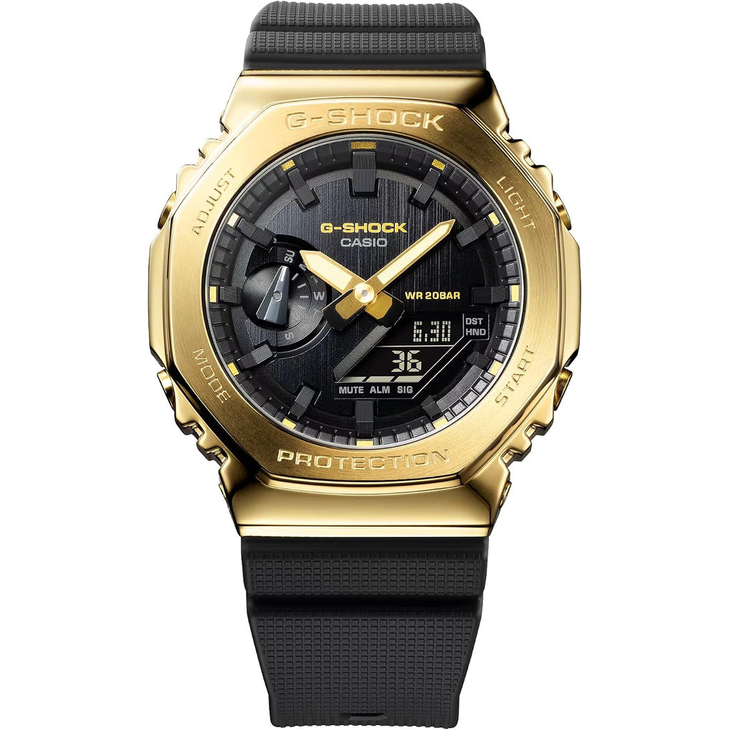 G-Shock Casio Stay Gold Series Analog-Digital Metallic Gold And Black Resin Strap Watch | Gm-2100G-1A9