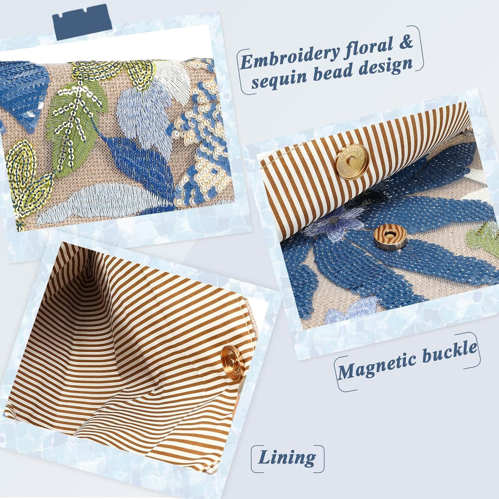 Floral Beaded Clutch Embroidery Sequin Beaded Purse Small Evening Clutch Purses for Women