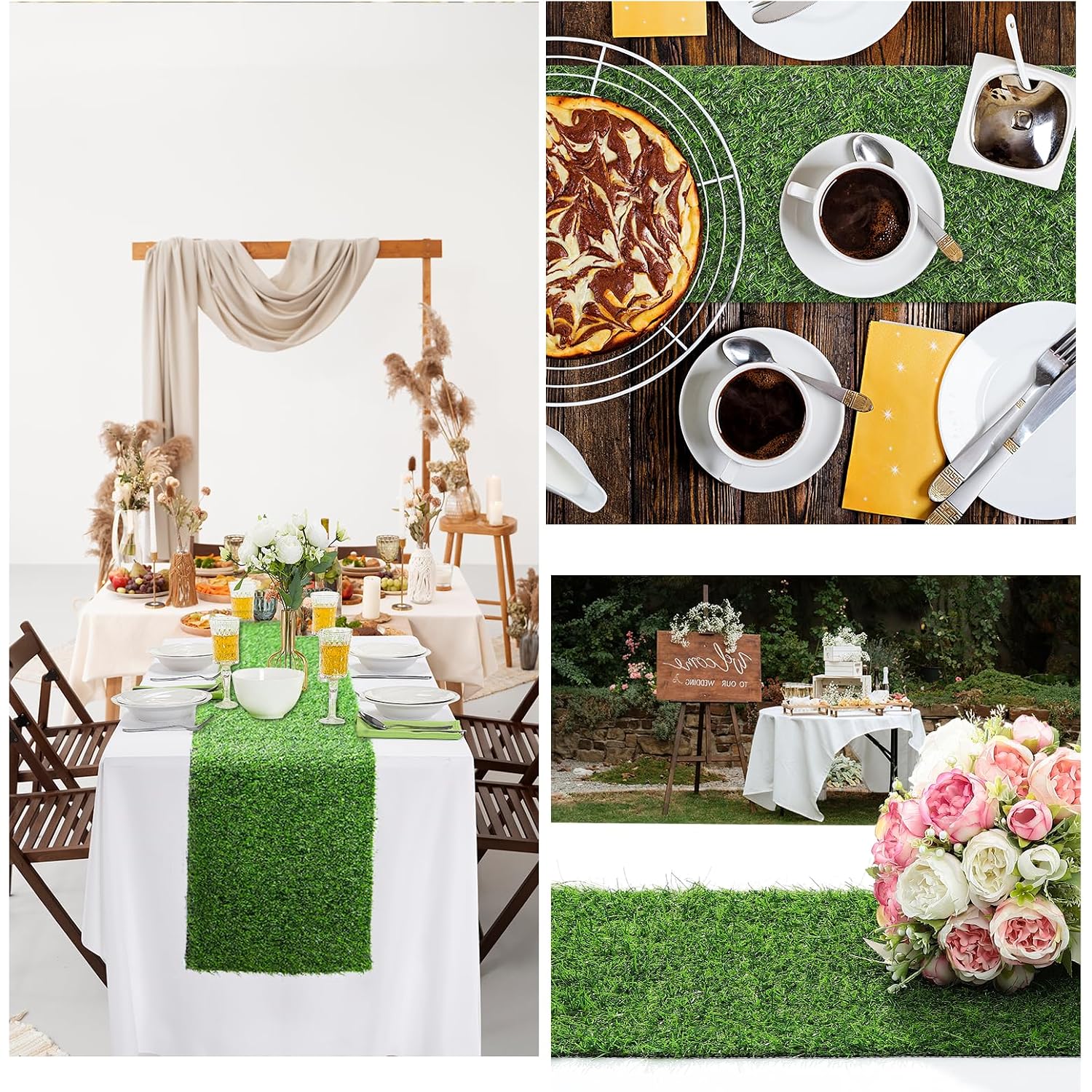 Artificial Grass Table Runner, 13 X 36 In Turf Table Runner - Realistic Faux Grass Runner For Golf Party, Wedding, Baby Shower, Indoor Outdoor Decor