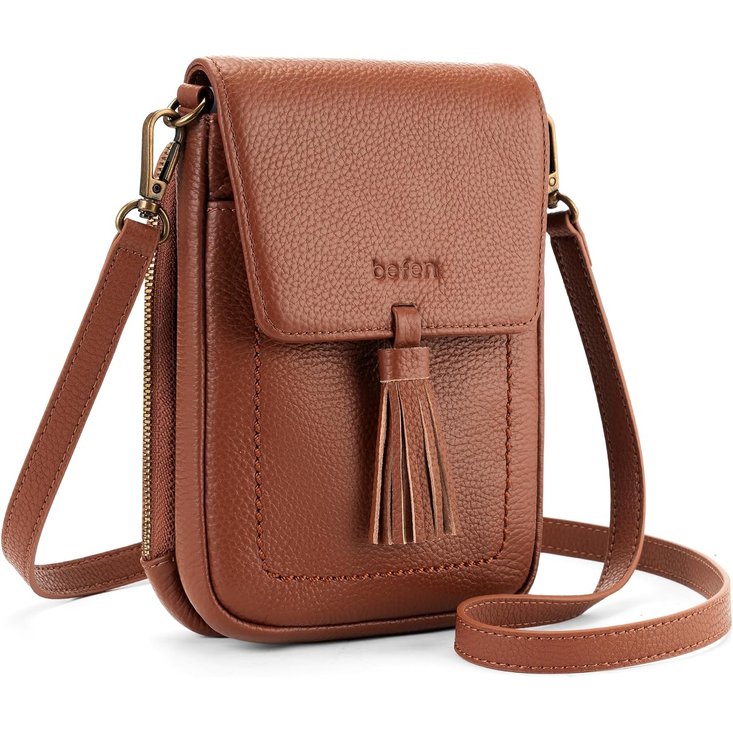Befen Genuine Leather Small Crossbody Bags For Women, Rfid Phone Purse With Card Slots, Multi Pockets Crossbody Purses