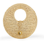 Philomena Woven Straw Beach Bag For Women Handmade Raffia Circle Bag, Summer Boho Chic Tote Purse Handbag Large Round Bag