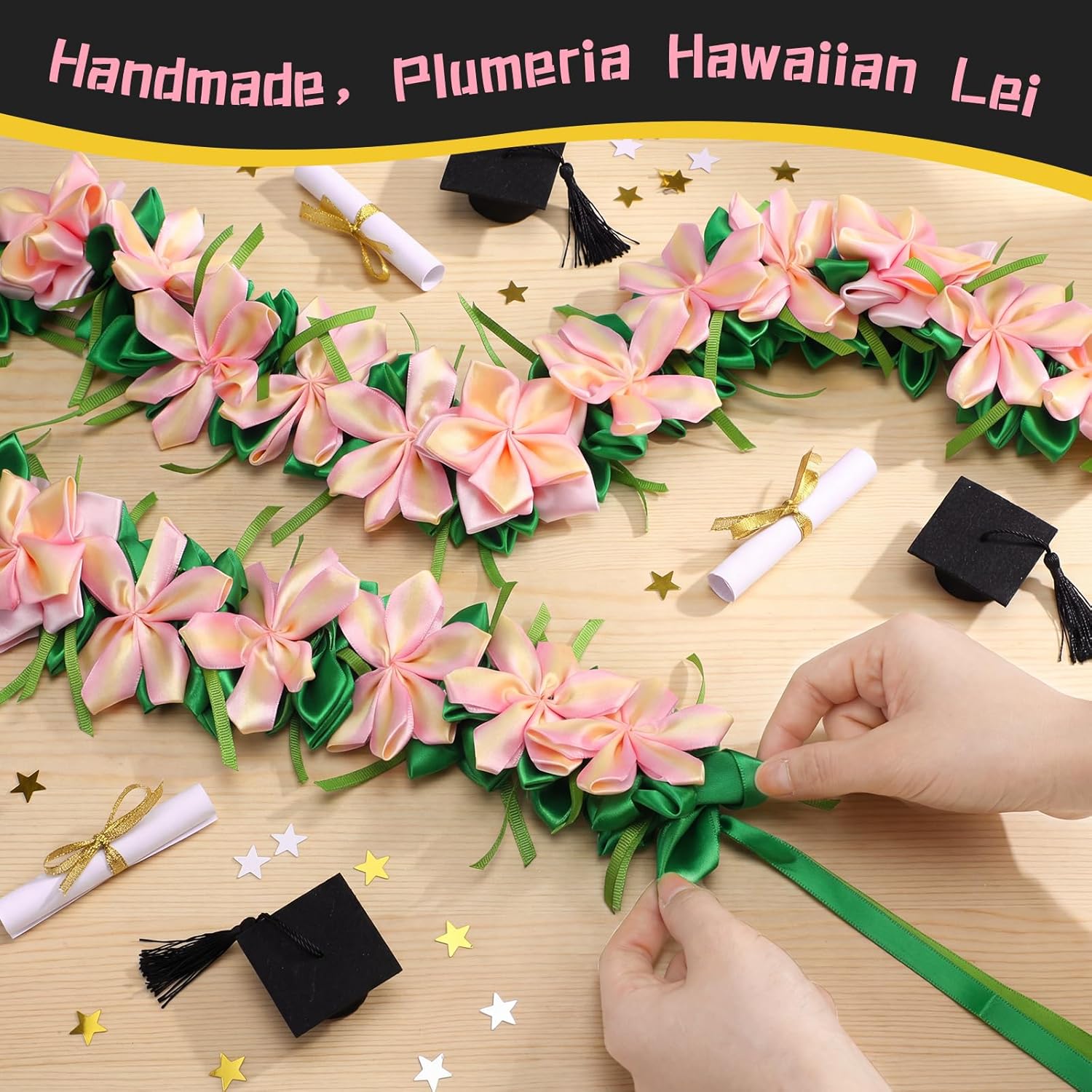 Knitgrip 47 Inch Class of 2026 Graduation Lei Hawaiian Nut Lei 2026 Kukui Nuts Necklace for Women Men Graduation Ceremony