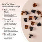 Kitsch Mini Claw Clips For Women - Stylish Small Hair Clips For Kids | Stays In Place Without Pulling Or Snagging | Durable & Sturdy Plastic - Tortoise & Black, 16 Pcs