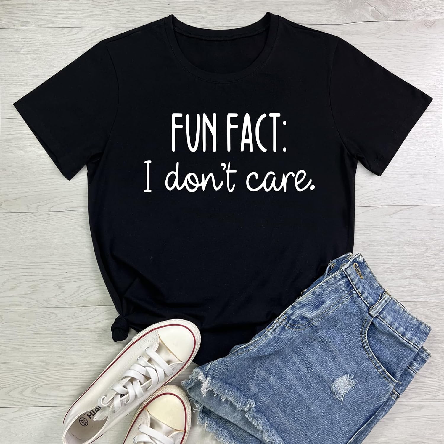 Women Cute T Shirt Fun Fact Graphic Tees Black