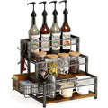 Loteyike 3 Tier Coffee Syrup Rack Organizer, 12 Water Bottles Holder Stand Liquor Cabinet Storage, Wine Rack Countertop Storage Rack Coffee Bar Cabinet For Kitchen