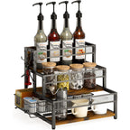 Loteyike 3 Tier Coffee Syrup Rack Organizer, 12 Water Bottles Holder Stand Liquor Cabinet Storage, Wine Rack Countertop Storage Rack Coffee Bar Cabinet For Kitchen