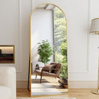 Mirror Full Length, 71"X26" Arched Full Length Mirror, Arch Mirror With Stand, Large Standing Mirrors, Oversized Full Body Mirrors With Aluminum Frame For Bedroom, Living Room (Gold)