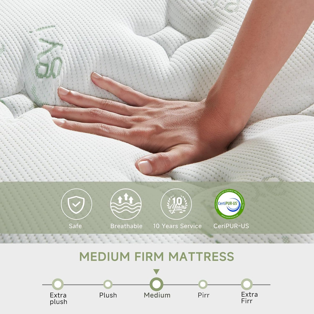 Queen Mattress 12 Inch,Medium Firm Hybrid Queen Size Mattress In A Box, Memory Foam With Individual Pocket Springs, Upgrade Zoned Support, Motion Isolation&Pressure Relief, Certipur-Us