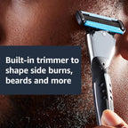 Amazon Basics 5-Blade MotionSphere Men's Razor with Dual Lubrication, Vitamin E, Precision Trimmer, 1 Handle & 16 Cartridges, Black