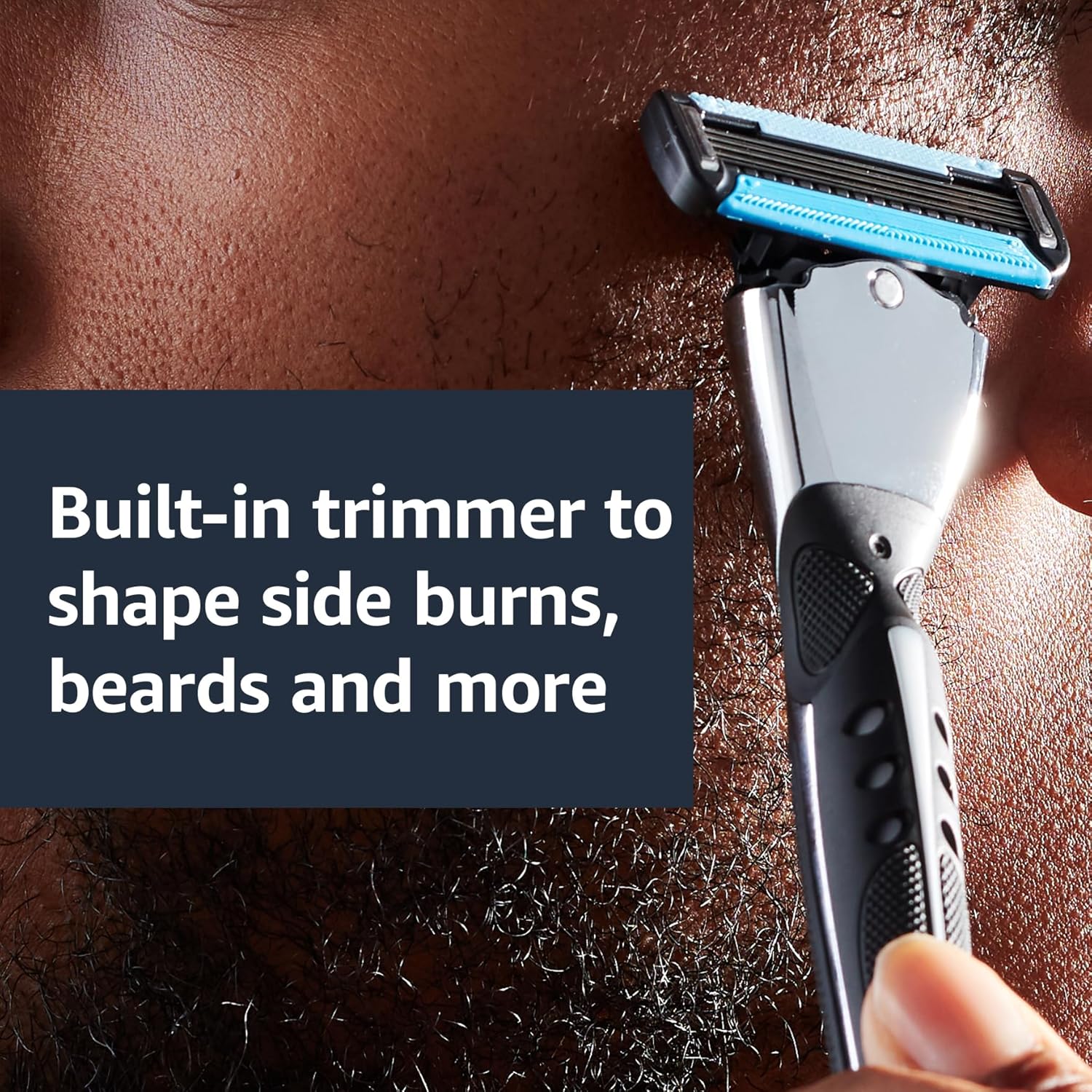Amazon Basics 5-Blade MotionSphere Men's Razor with Dual Lubrication, Vitamin E, Precision Trimmer, 1 Handle & 16 Cartridges, Black